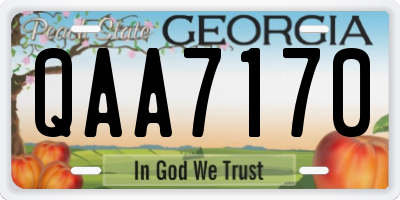 GA license plate QAA7170