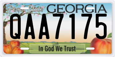 GA license plate QAA7175