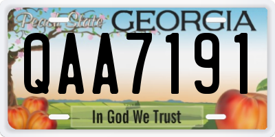 GA license plate QAA7191