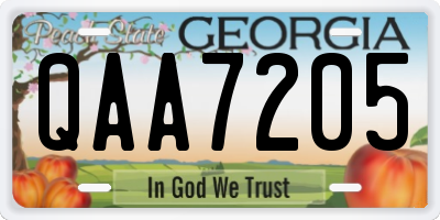 GA license plate QAA7205
