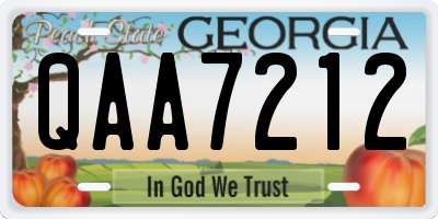 GA license plate QAA7212