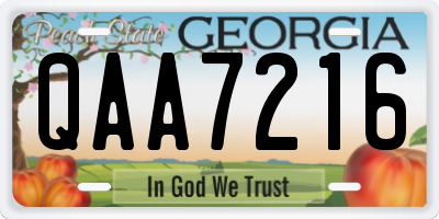 GA license plate QAA7216