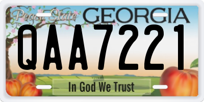 GA license plate QAA7221