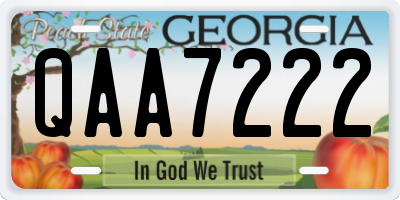 GA license plate QAA7222
