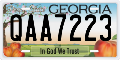 GA license plate QAA7223