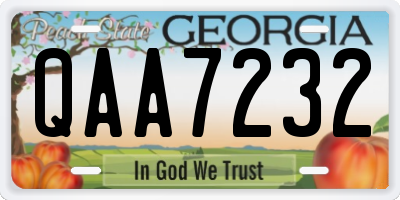 GA license plate QAA7232