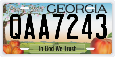 GA license plate QAA7243