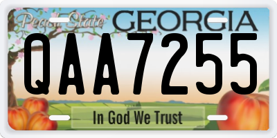 GA license plate QAA7255