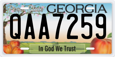 GA license plate QAA7259