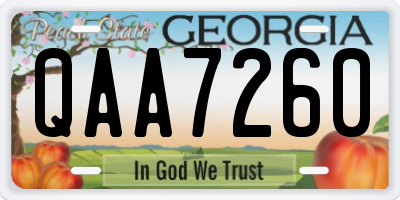 GA license plate QAA7260