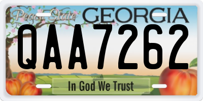 GA license plate QAA7262