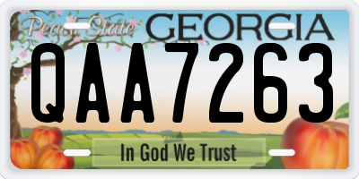 GA license plate QAA7263