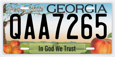 GA license plate QAA7265
