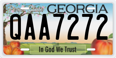 GA license plate QAA7272