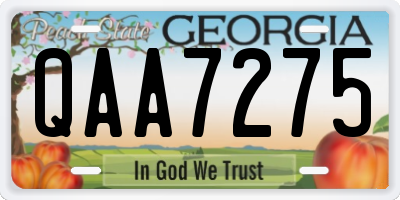 GA license plate QAA7275