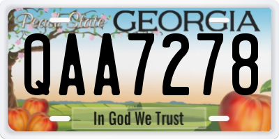 GA license plate QAA7278