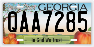 GA license plate QAA7285