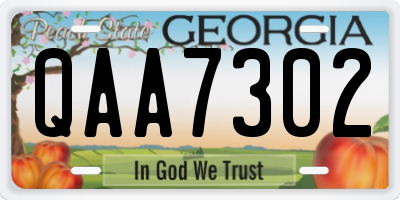 GA license plate QAA7302
