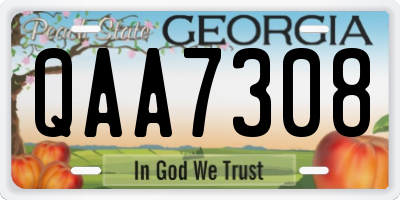 GA license plate QAA7308