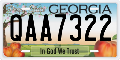 GA license plate QAA7322