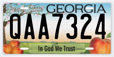 GA license plate QAA7324