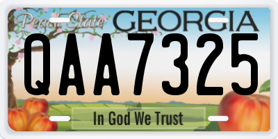 GA license plate QAA7325