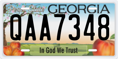 GA license plate QAA7348