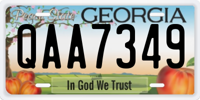 GA license plate QAA7349