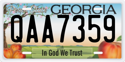 GA license plate QAA7359