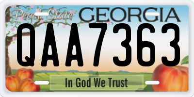 GA license plate QAA7363