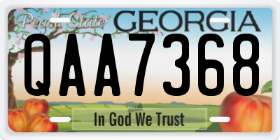 GA license plate QAA7368