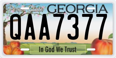 GA license plate QAA7377