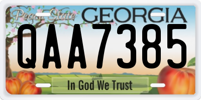 GA license plate QAA7385