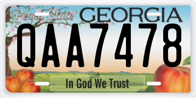 GA license plate QAA7478