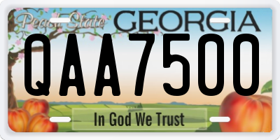 GA license plate QAA7500