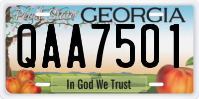 GA license plate QAA7501