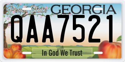 GA license plate QAA7521