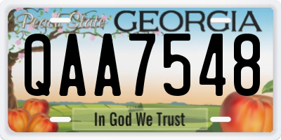 GA license plate QAA7548