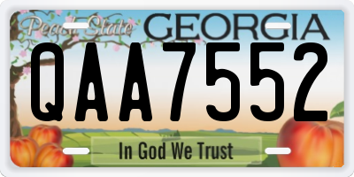 GA license plate QAA7552