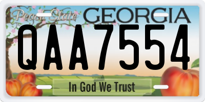 GA license plate QAA7554