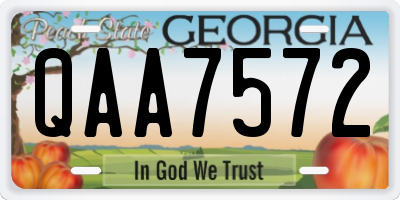 GA license plate QAA7572