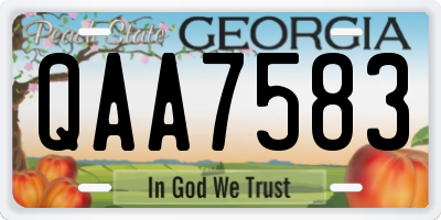 GA license plate QAA7583