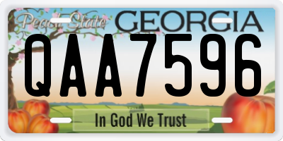 GA license plate QAA7596