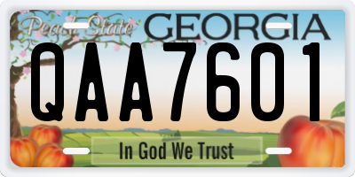 GA license plate QAA7601