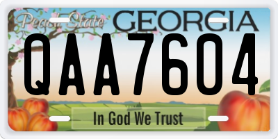 GA license plate QAA7604
