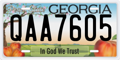 GA license plate QAA7605