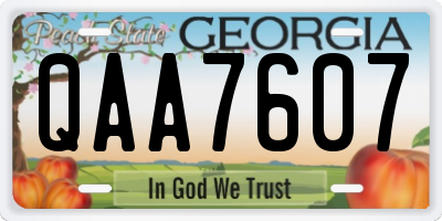 GA license plate QAA7607