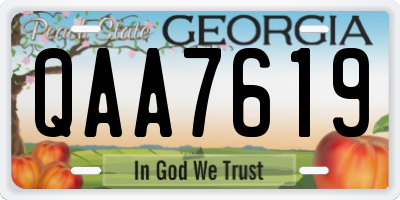 GA license plate QAA7619