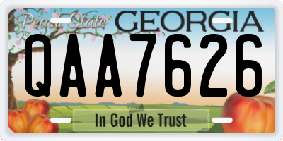 GA license plate QAA7626