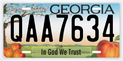 GA license plate QAA7634